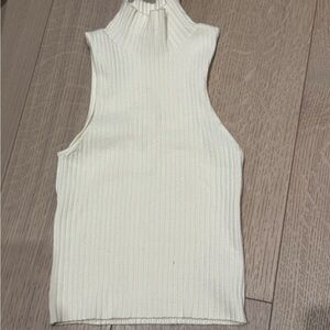 Sleeveless Ribbed Cream Top